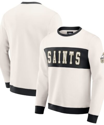New Orleans Saints Darius Rucker Collection by Fanatics Colorblock Crewneck Sweatshirt - Cream