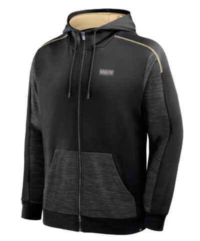 New Orleans Saints Fanatics Checkdown Pass Full-Zip Hoodie - Black