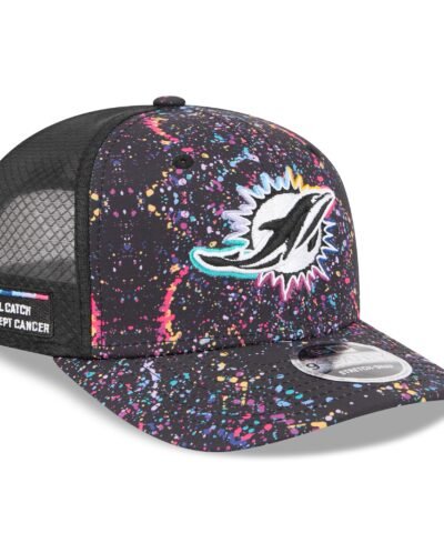 Miami Dolphins New Era 2025 NFL Crucial Catch 9SEVENTY Adjustable Hat - Black