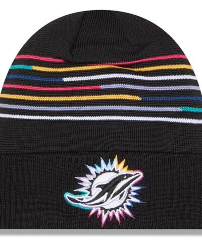 Miami Dolphins New Era 2025 NFL Crucial Catch Cuffed Knit Hat - Black