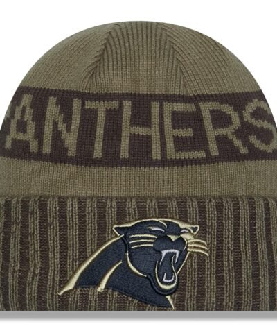 Carolina Panthers New Era 2025 Salute to Service Cuffed Knit Hat - Dark Green