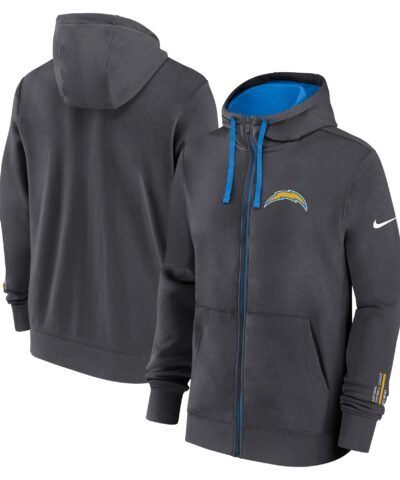 Los Angeles Chargers Nike Primetime Club Full-Zip Hoodie - Anthracite