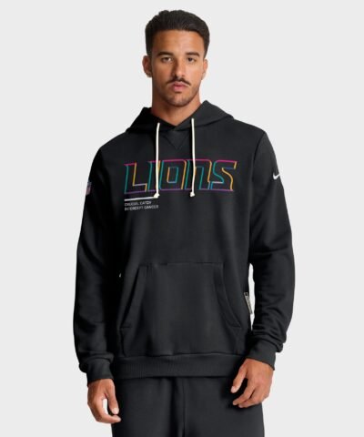 Detroit Lions Nike 2025 NFL Crucial Catch Sideline Standard Issue Dri-FIT Hoodie - Black