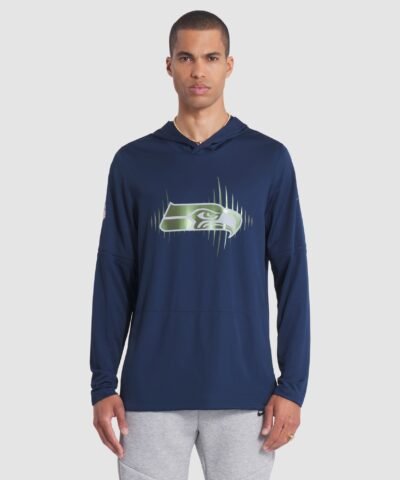 Seattle Seahawks Nike 2025 Rivalries Collection Sideline Dri-FIT Long Sleeve Hoodie T-Shirt - College Navy