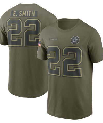 Emmitt Smith Dallas Cowboys Nike 2025 Salute to Service Name & Number T-Shirt - Olive
