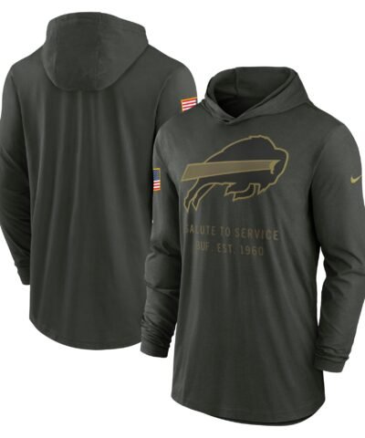 Buffalo Bills Nike 2025 Salute to Service Sideline Dri-FIT Lightweight Hooded Pullover - Forest Green