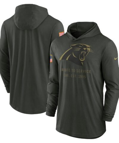 Carolina Panthers Nike 2025 Salute to Service Sideline Dri-FIT Lightweight Hooded Pullover - Forest Green