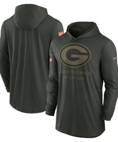 Green Bay Packers Nike 2025 Salute to Service Sideline Dri-FIT Lightweight Hooded Pullover - Forest Green