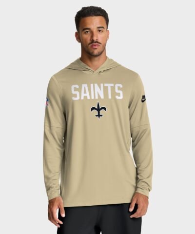 New Orleans Saints Nike Sideline Pass Accuracy Dri-FIT Long Sleeve Hoodie T-Shirt - Gold