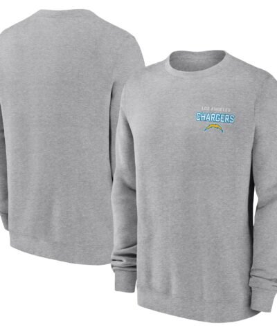 Los Angeles Chargers Nike Primetime Club Fleece Pullover Sweatshirt - Heather Gray