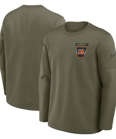 Cincinnati Bengals Nike 2025 Salute to Service Sideline Coaches Therma-FIT Long Sleeve Shirt - Olive