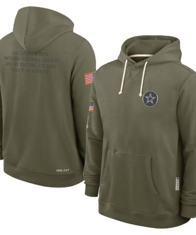 Dallas Cowboys Nike Big & Tall 2025 Salute to Service Sideline Dominant Force Dri-FIT Hoodie - Olive