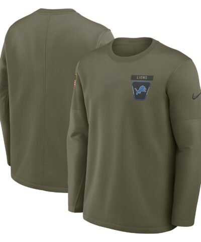 Detroit Lions Nike 2025 Salute to Service Sideline Coaches Therma-FIT Long Sleeve Shirt - Olive