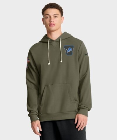 Detroit Lions Nike Big & Tall 2025 Salute to Service Sideline Dominant Force Dri-FIT Hoodie - Olive