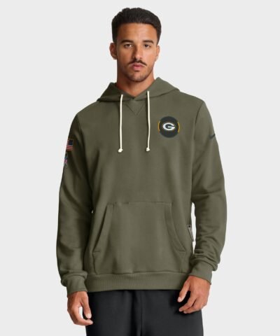 Green Bay Packers Nike Big & Tall 2025 Salute to Service Sideline Dominant Force Dri-FIT Hoodie - Olive