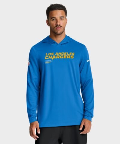 Los Angeles Chargers Nike Sideline Pure Fury Performance Long Sleeve Hoodie T-Shirt - Powder Blue