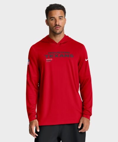 Houston Texans Nike Sideline Pure Fury Performance Long Sleeve Hoodie T-Shirt - Red