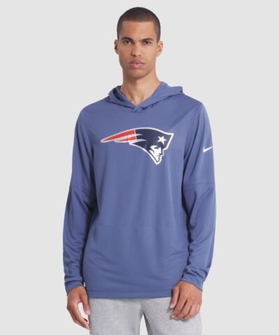 New England Patriots Nike 2025 Rivalries Collection Sideline Dri-FIT Long Sleeve Hoodie T-Shirt - Storm Blue