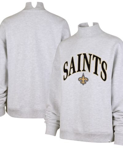 New Orleans Saints '47 Women's Vantage Mock Neck Pullover Sweatshirt - Heather Gray