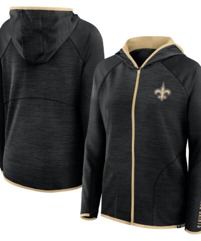 New Orleans Saints Fanatics Women's Redzone End Around Pass Raglan Full-Zip Hoodie - Black
