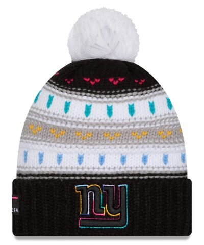 New York Giants New Era Women's 2025 NFL Crucial Catch Cuffed Knit Hat with Pom  - Black