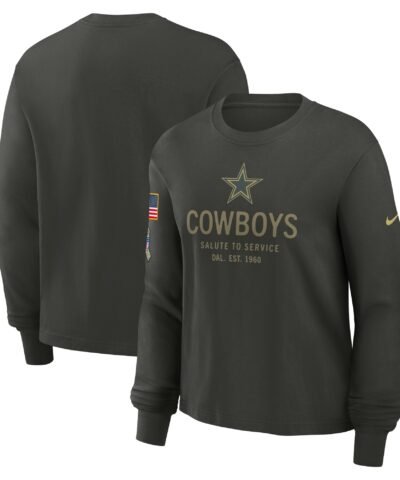 Dallas Cowboys Nike Women's 2025 Salute to Service Sideline Dri-FIT Long Sleeve T-Shirt - Dark Green