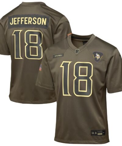 Justin Jefferson Minnesota Vikings Nike Youth 2025 Salute to Service Game Jersey - Olive