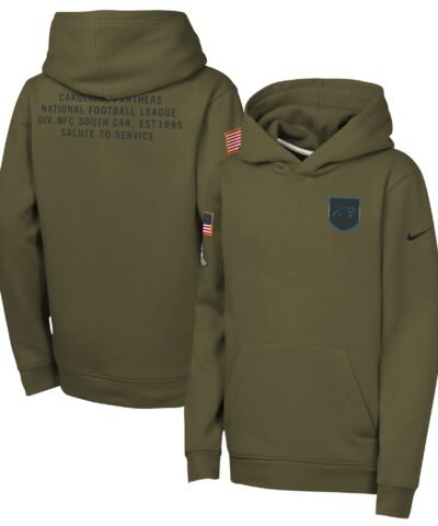Carolina Panthers Nike Youth 2025 Salute to Service Club Fleece Hoodie - Olive