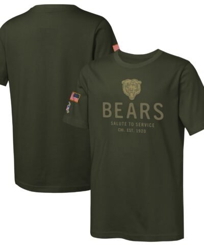 Chicago Bears Nike Youth 2025 Salute to Service Sideline Dri-FIT T-Shirt - Olive