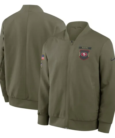 San Francisco 49ers Nike 2025 Salute to Service Sideline Full-Zip Bomber Jacket - Olive