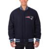 Men's JH Design Navy New England Patriots Wool Reversible Jacket with Embroidered Logos